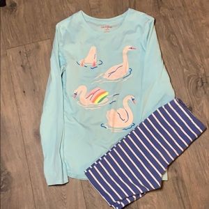 Swan Shirt with Matching Blue Leggings
